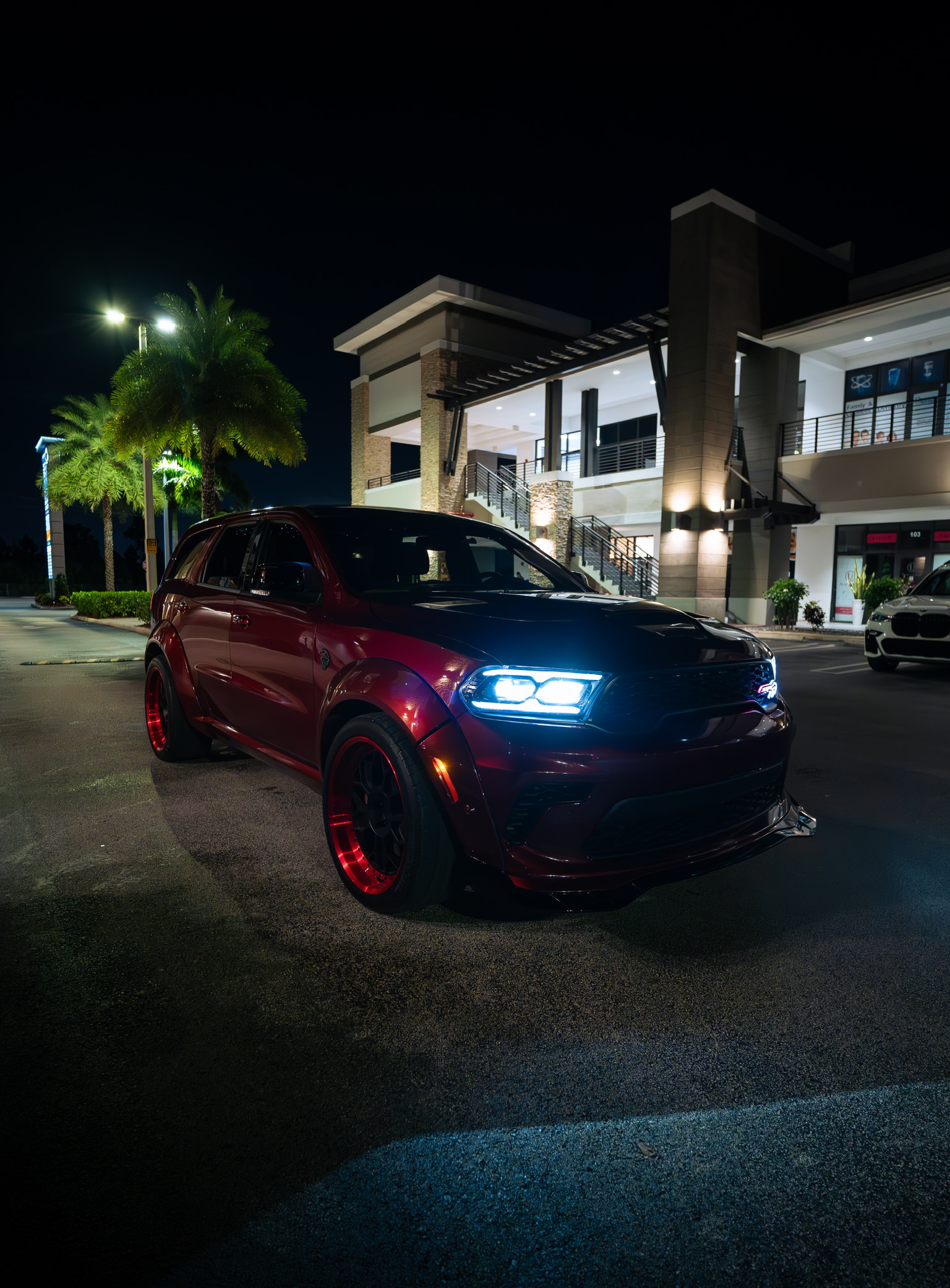 Custom ambient lighting and luxury SUV upgrades on Dodge Durango in Miami